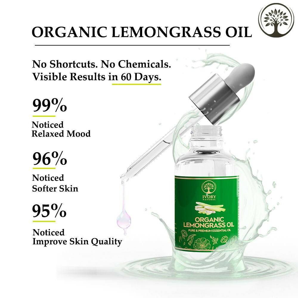 Ivory Natural Organic Lemongrass Oil Pure & Premium Essential Oil For Face, Scalp & Skin | Grocsy