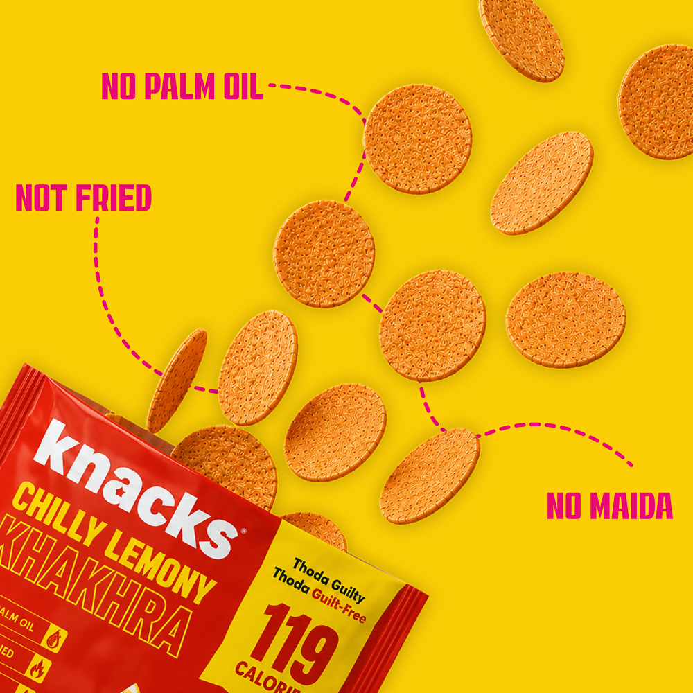 Knacks Coin Khakhra Crisps - Chilly Lemony Flavour | Grocsy