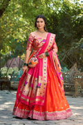 Vastranavya Perfect Classic And Contemporary Fashion Paithani Lehenga Choli - Red | Grocsy