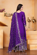 Joban Fashion Purple Silk Embroidered Sharara Set | Grocsy