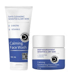 Dermistry Sensitive & Dry Skin Calming Face Wash & Calming Soothening Face Cream | Grocsy