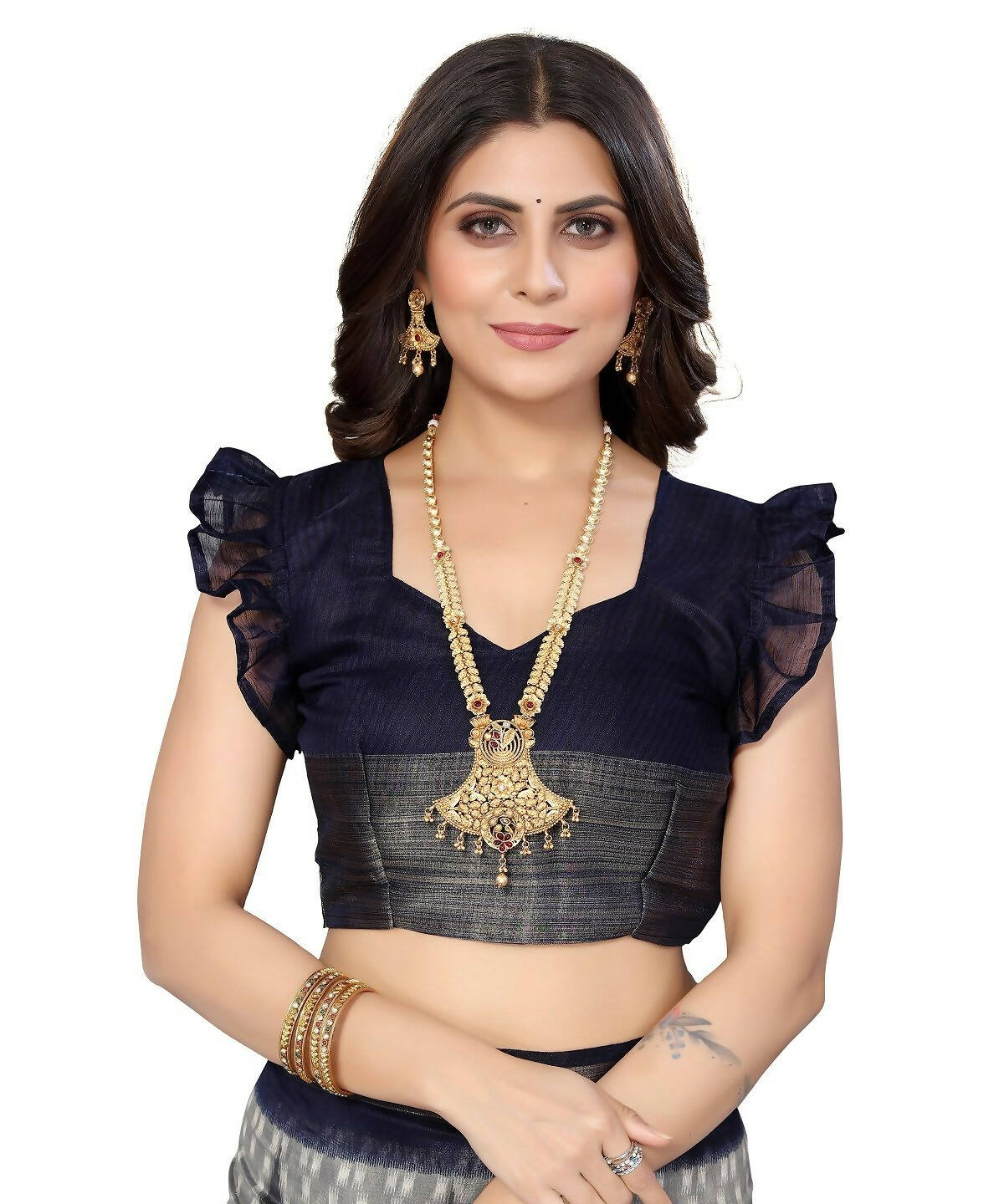 Vamika Cotton Grey Jari Border Bollywood Style Saree (DINO GREY) | Grocsy