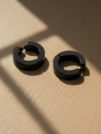 NVR Men's Black Rhodium Plated Hoop Earrings | Grocsy