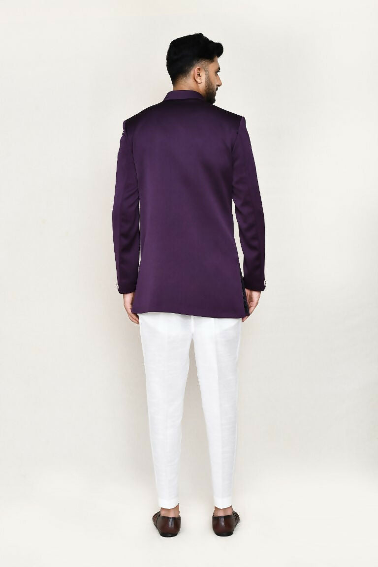 Joban Fashion Purple Colored Polyester Fabric Indo Western With Straight Fir Pant | Grocsy