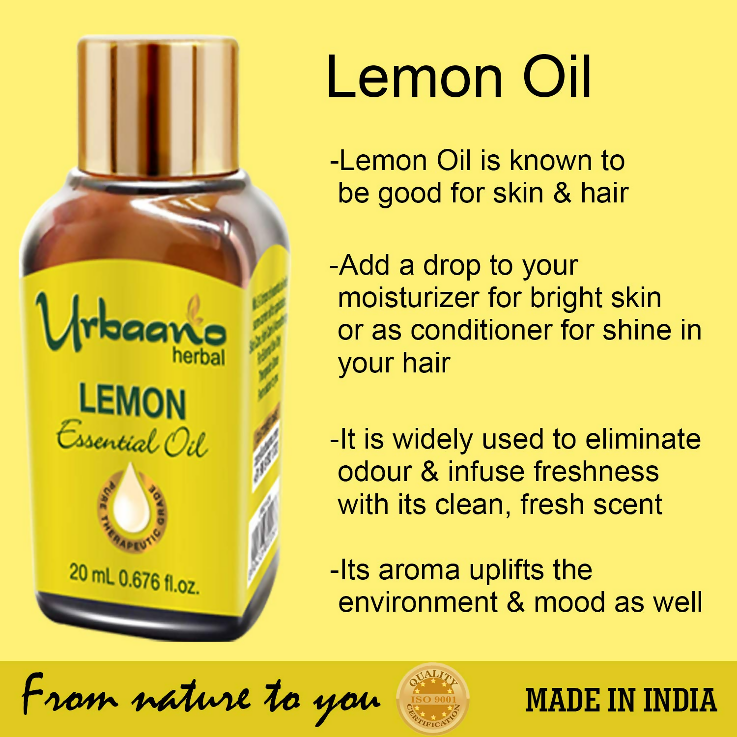 Urbaano Herbal Lemon Essential Oil | Grocsy