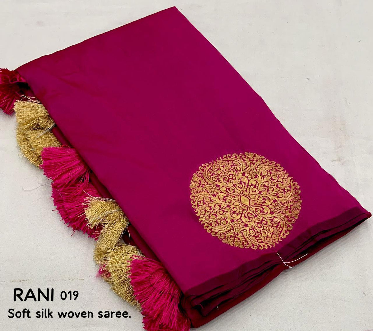 Rani Silk Woven Saree with Unstitched Blouse - Hiral Fashion | Grocsy