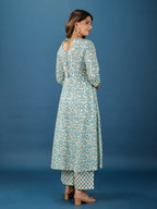 Aramya Anarkali Soft Cotton Floral Print Women's Kurta - Off White | Grocsy