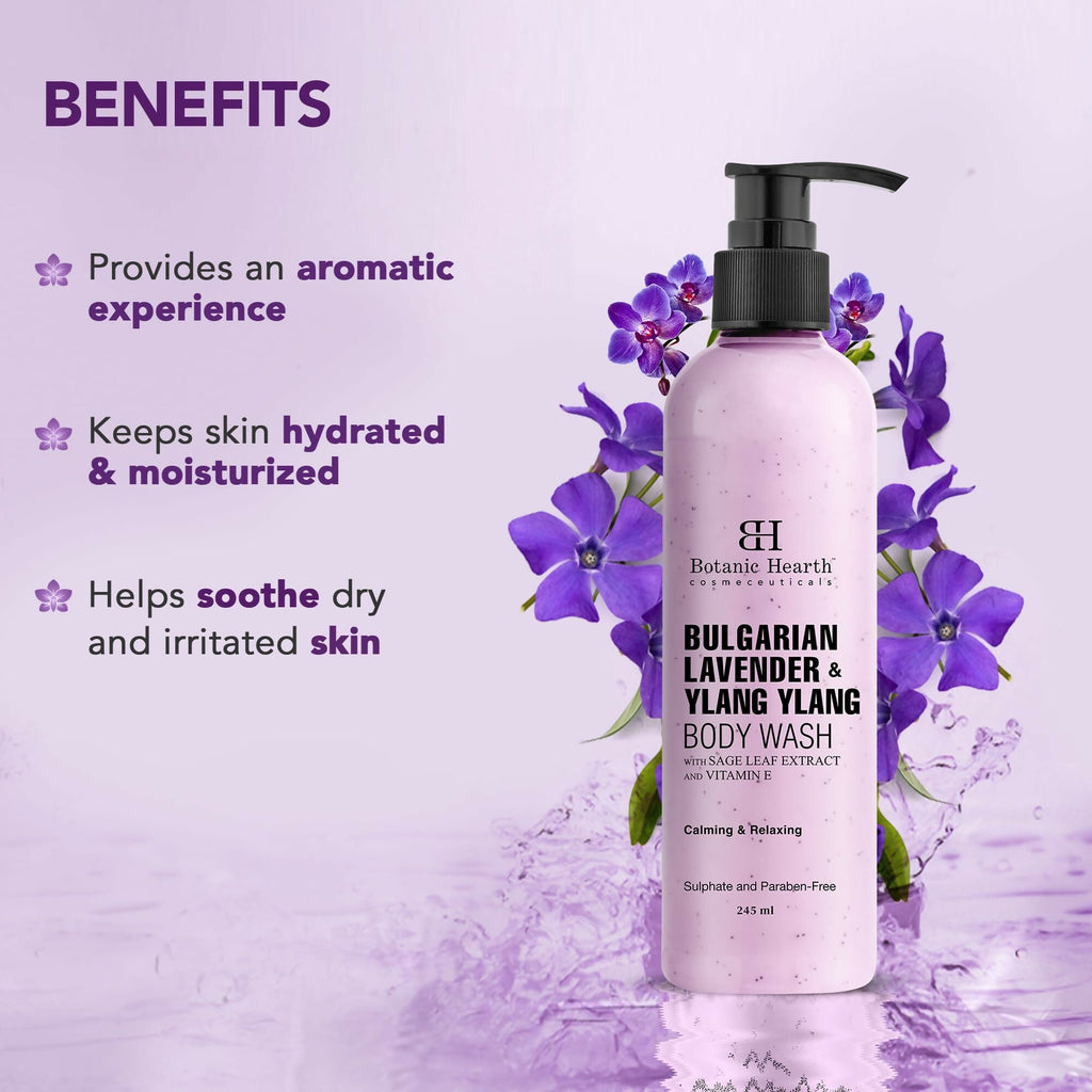 Botanic Hearth Bulgarian Lavender & Ylang Ylang Body Wash with Vitamin E, Sage Leaf Extracts | Grocsy