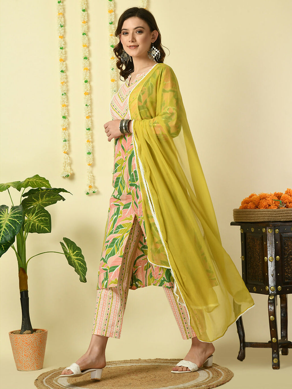 Myshka Women's Multi Pure Cotton Kurta & Palazzos With Dupatta Party Sets | Grocsy
