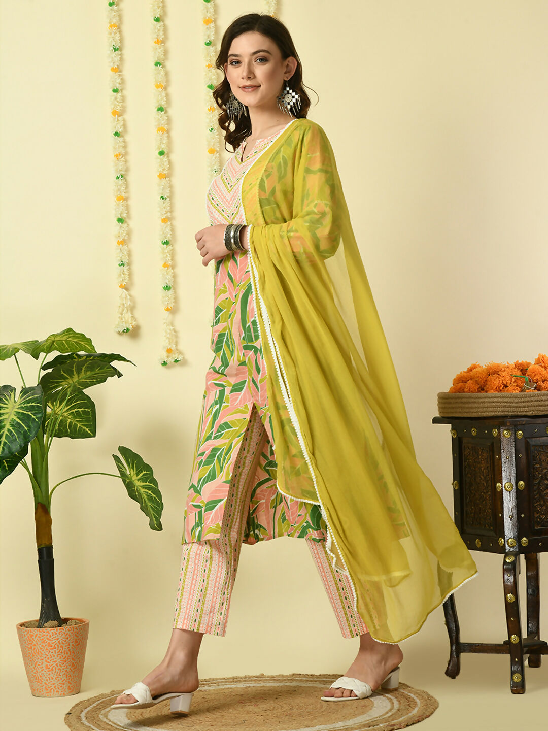 Myshka Women's Multi Pure Cotton Kurta & Palazzos With Dupatta Party Sets | Grocsy