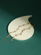 Gold-Polished White Kundan Studded Beaded Anklet - Ruby Raang | Grocsy
