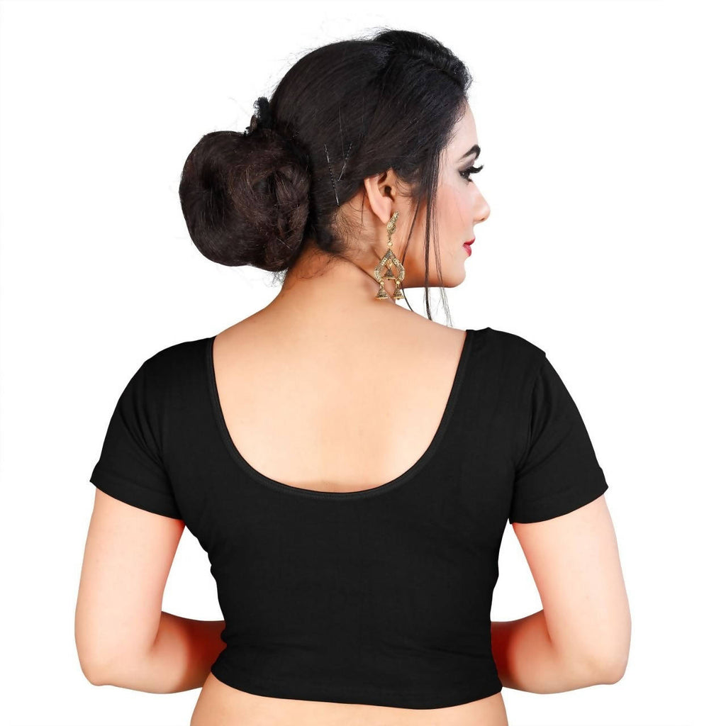 Vamika Black Lycra Plain Blouse | Grocsy