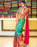 DEIANA'S Beautiful Designer Golden zari Soft Lichi Silk Saree - Bluue | Grocsy