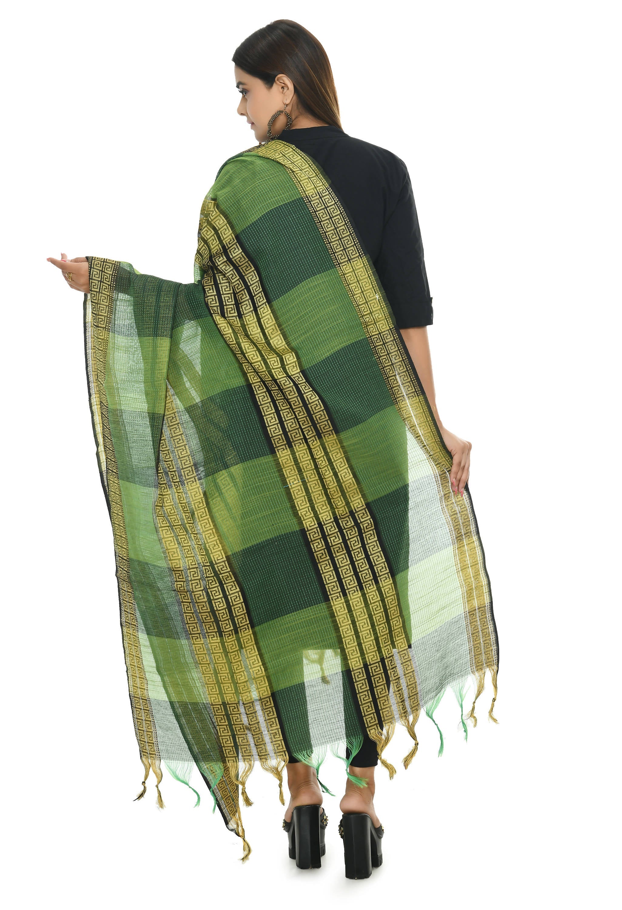 Mominos Fashion Moeza Handloom Cotton Green Tone Dupatta | Grocsy