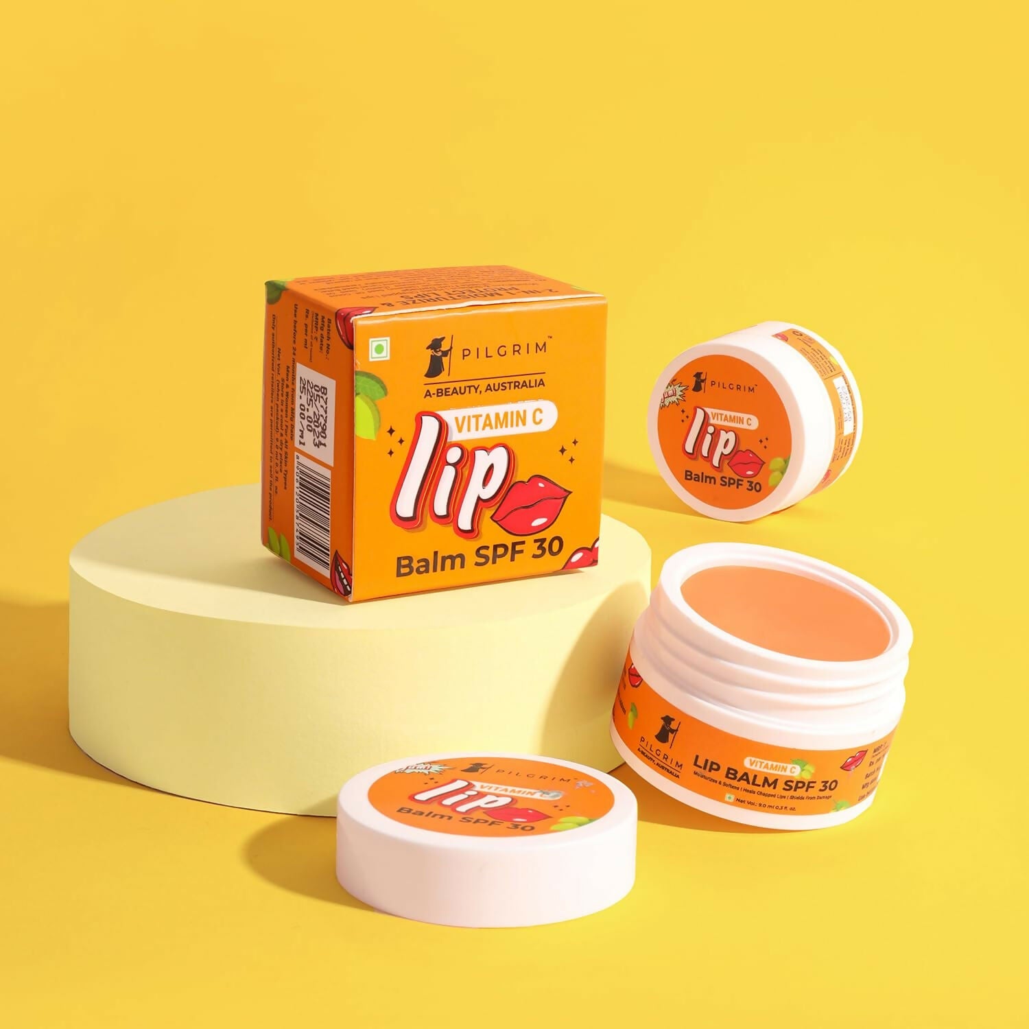 Pilgrim Vitamin C Lip Balm SPF 30 with Australian Kakadu Plum & Shea Butter For Smooth Soft Lips, Soothing & Hydrating Dry & Chapped Lips | Grocsy