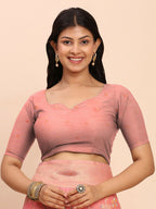Shree Shyam Fashion Linen Cotton Peach Saree | Grocsy