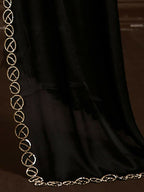 Aafreen Partywear Designer Black Satin Chiffon Fancy Saree | Grocsy