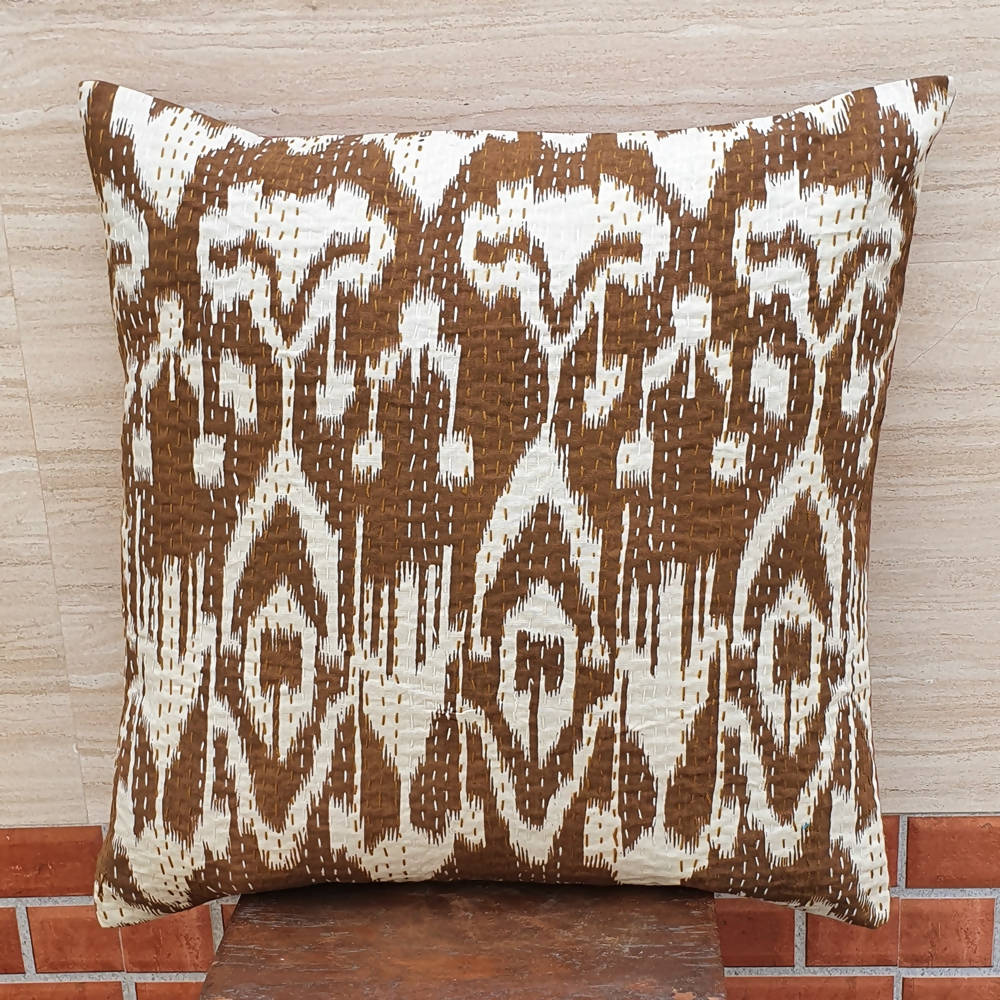 The Decor Nook Off White Base With Brown Print Cushion Cover | Grocsy