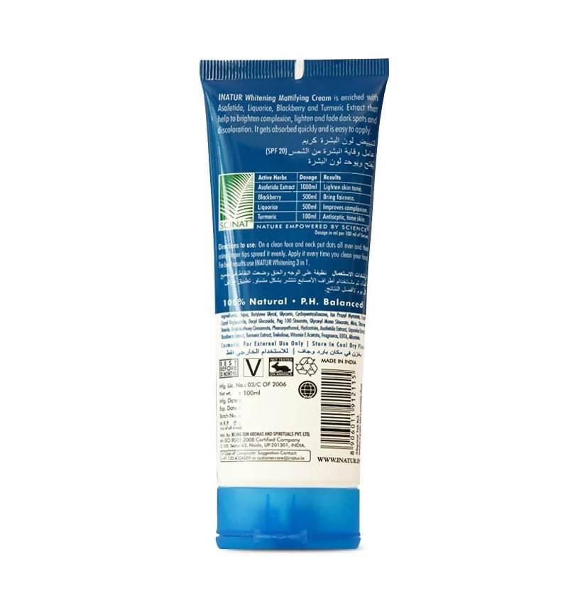 Inatur Whitening Mattifying Cream SPF 20 | Grocsy