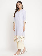Ahalyaa Women's Powder Blue Crepe Kurta Palazzo Set With Dupatta | Grocsy