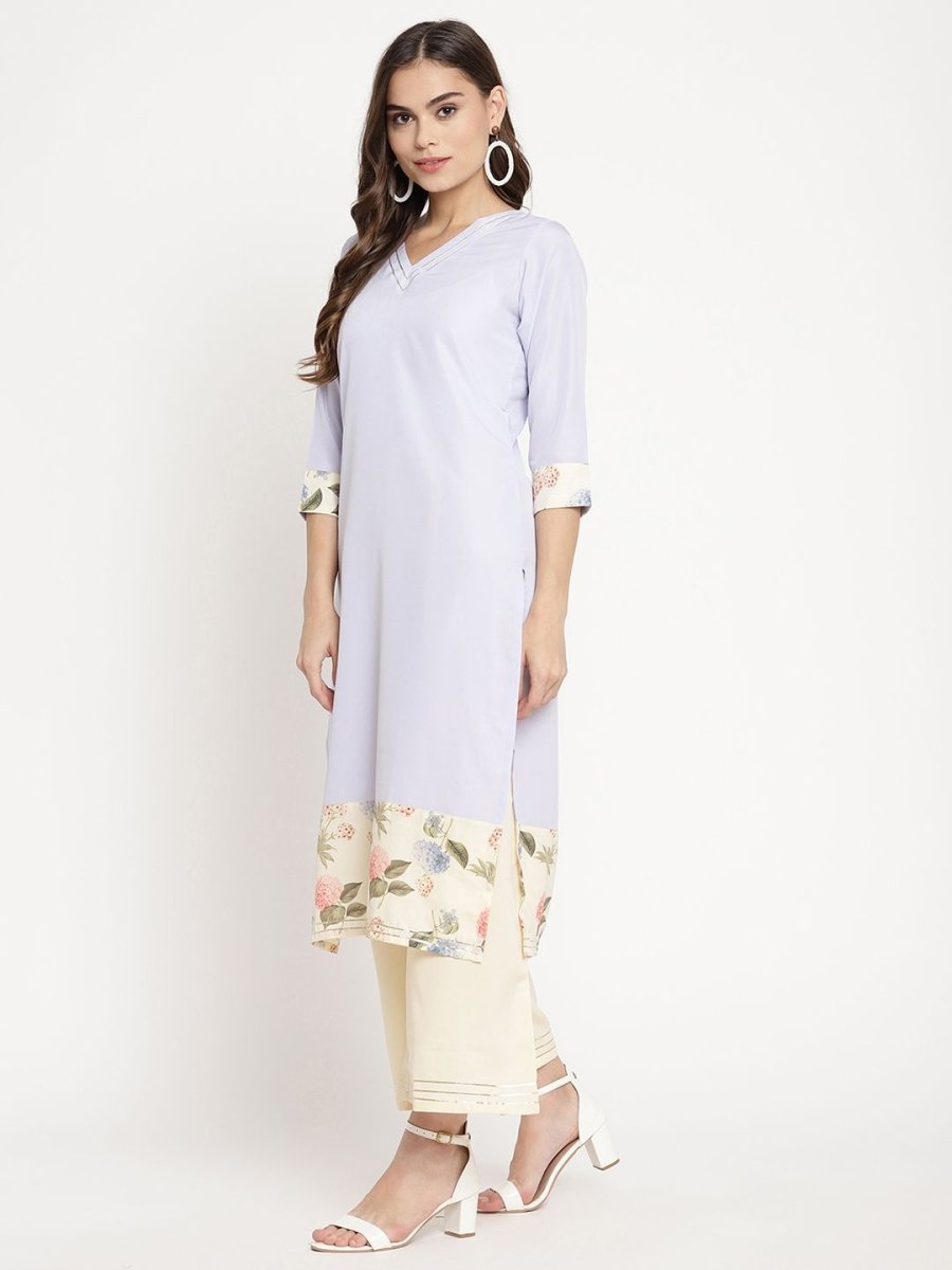 Ahalyaa Women's Powder Blue Crepe Kurta Palazzo Set With Dupatta | Grocsy