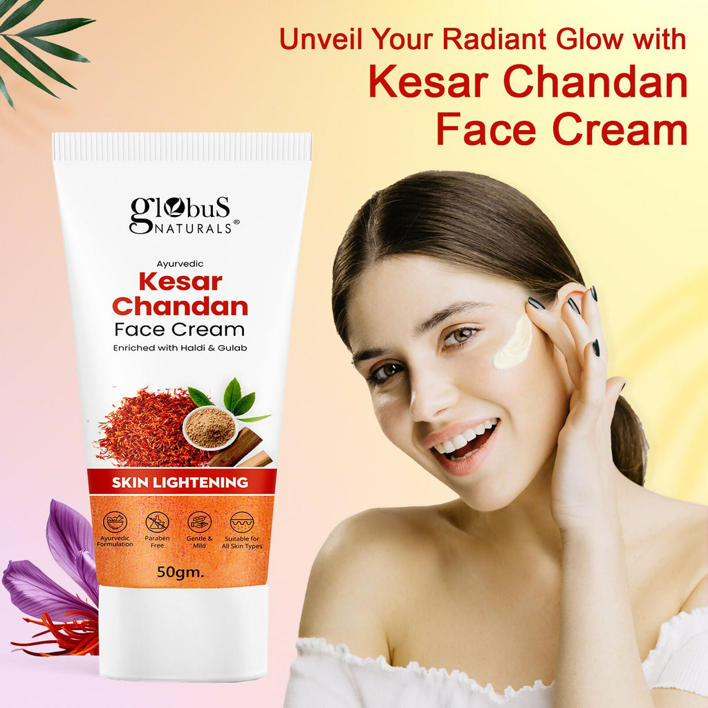 Globus Naturals Daily Glow Kesar Chandan Face Cream with SPF, Skin Lightening Formula For All Skin Types | Grocsy