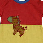 Mhyssa Morty Sleeve Red yellow T-shirt With Blue Shorts Set For Kids | Grocsy