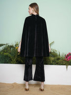 Joban Fashion Black Hand Embellished Cape Style Kurta with Bellbottom Pants | Grocsy