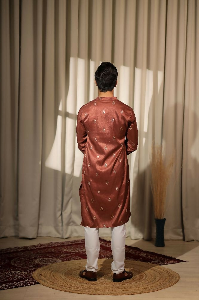 Brown Viscose Designer Embroidery Work Kurta Set - Mahotsav | Grocsy