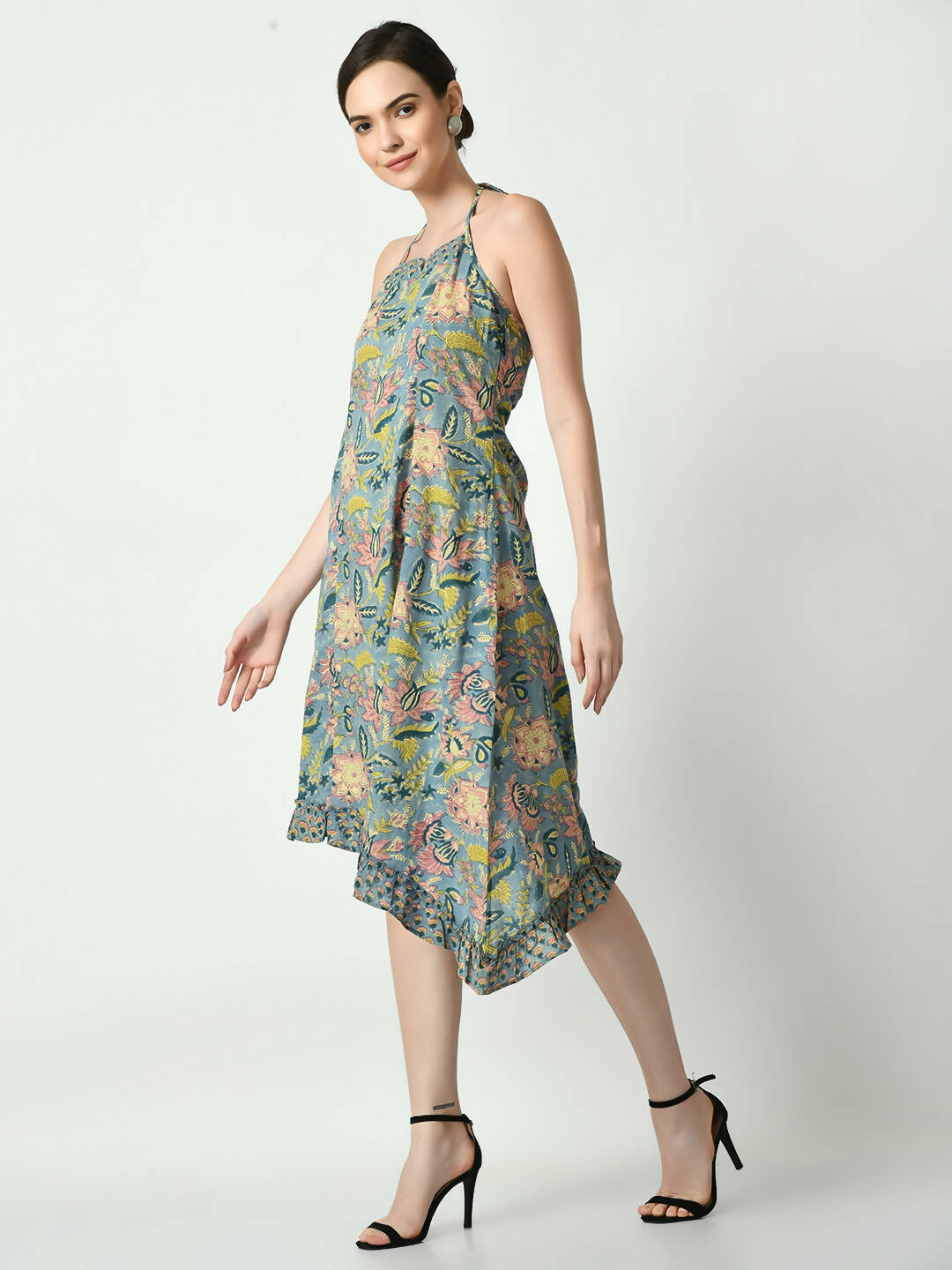 Myshka Women's Multi Floral Printed Fit and Flare Dress | Grocsy