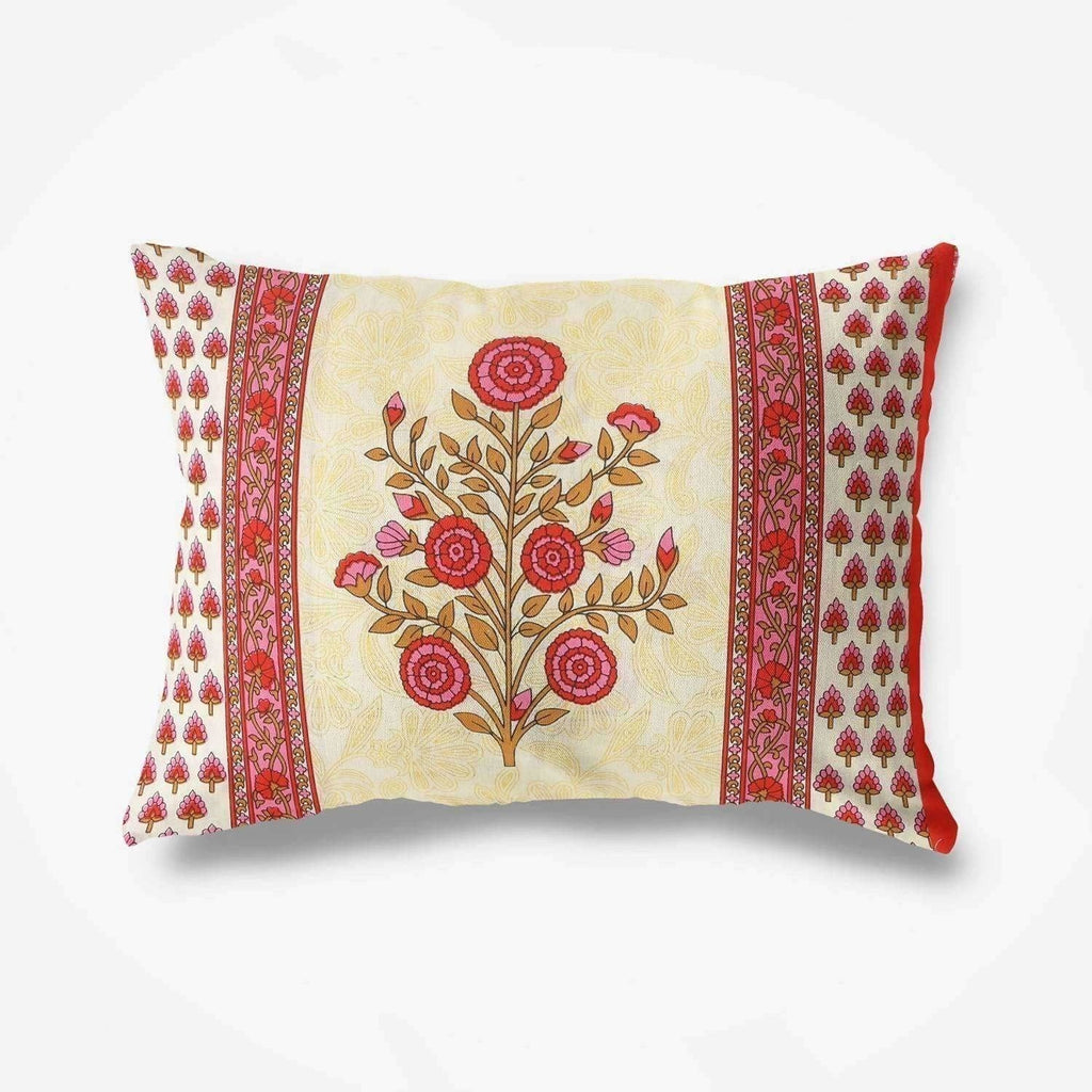 Floral Print Queen Size 90x108 Inches Jaipuri Flat Bed Sheet Bedspread with 2 Pillowcases | Grocsy