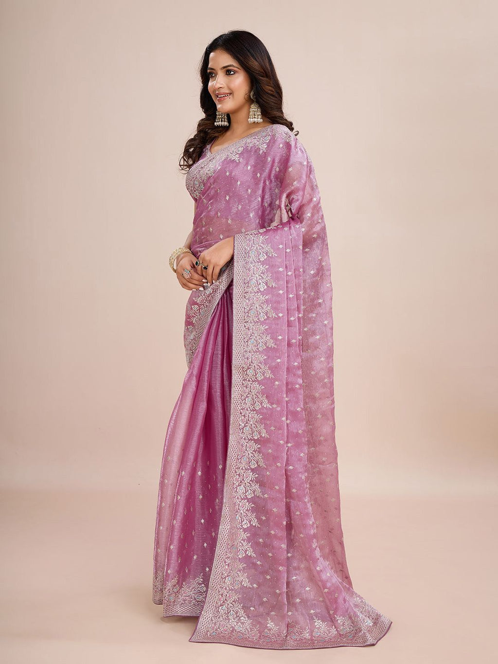 kasee Floral Zari Silk Blend Ready to Wear Saree | Grocsy