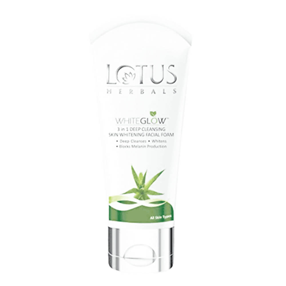 Lotus Herbals White Glow 3 in 1 Deep Cleansing Skin Whitening Facial Foam | Grocsy