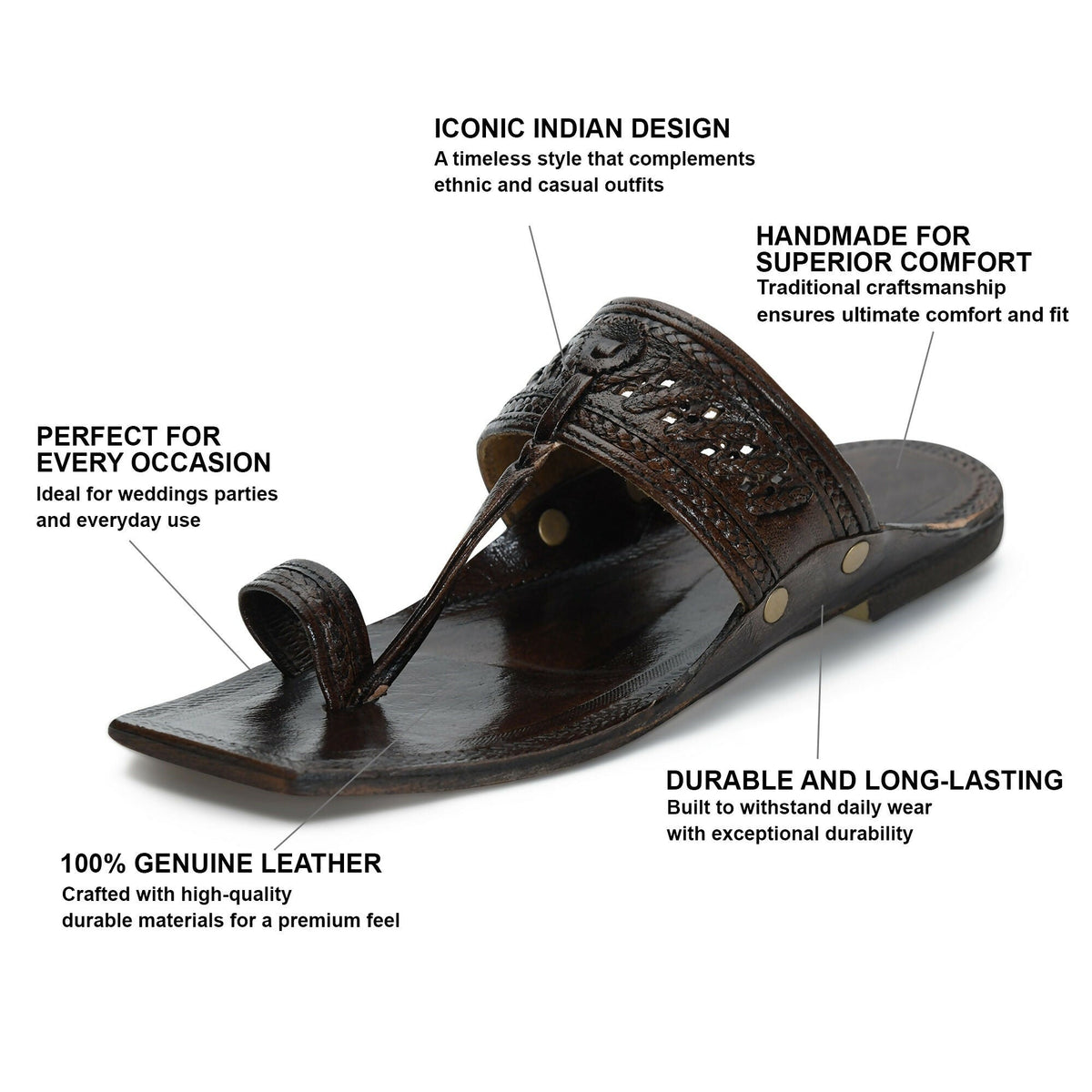 Stepsoft Men'S Brown Kolhapuri Chappal | Cutwork Leather Ethnic Slip-On Footwear | Grocsy
