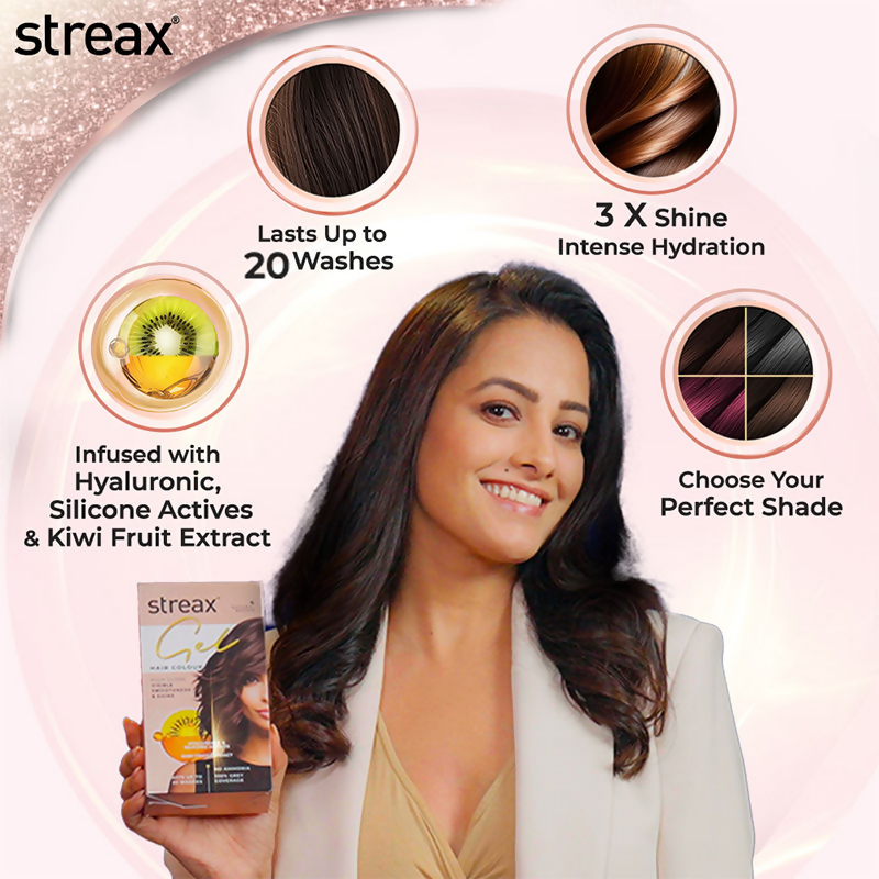 Streax Gel No Ammonia 100% Grey Coverage Hair Color - Natural Black | Grocsy