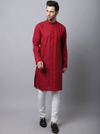 Even Apparels Maroon Pure Cotton Men's Kurta With Band Collar | Grocsy