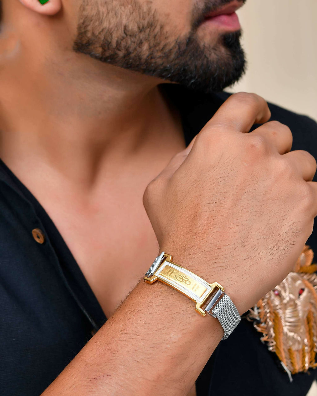 VOJ Dual Tone Magnet Om Bracelet