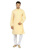 Uri And Mackenzie Mens Casual Cotton Blend kurta Pajama Set (Light Yellow) | Grocsy