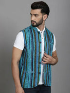 Even Apparels Nehru Jacket With Welt Pockets - Blue | Grocsy