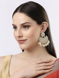 NVR Women Gold-Polished Kundan Chandbali Earrings | Grocsy