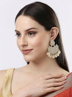 NVR Women Gold-Polished Kundan Chandbali Earrings | Grocsy