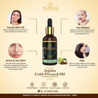 Tamas Pure Ayurveda 100% Organic Jojoba Cold Pressed Carrier Oil- USDA Certified Organic- 30ML | Grocsy