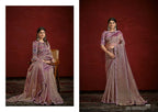 Purple Pure Banarasi Jari Crinkle Sequence with Handwork Saree with Stitched Blouse - Mohmanthan Aaina | Grocsy