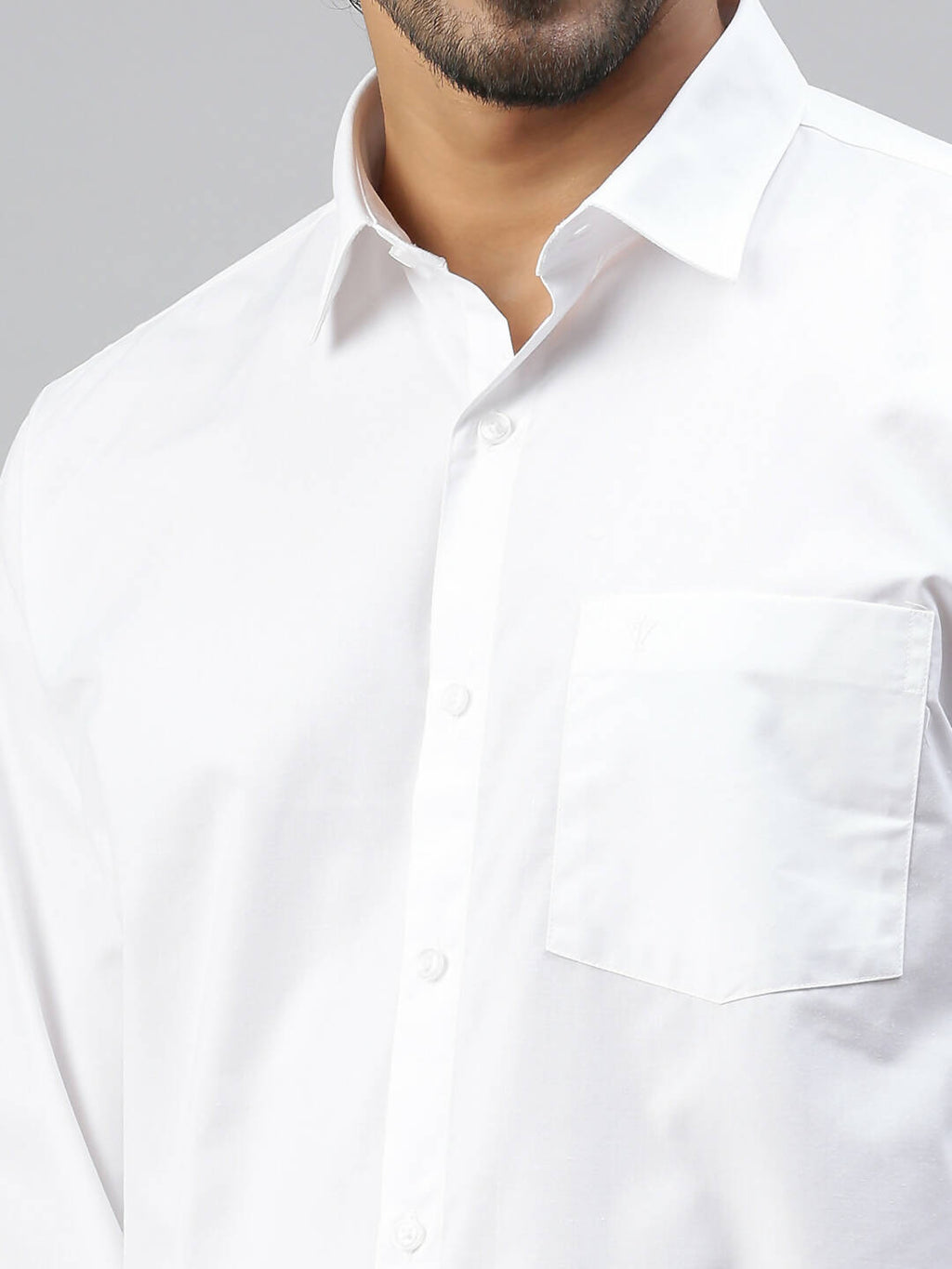 Ramraj Cotton Mens Full Sleeve Formal Poly Cotton White Shirt | Grocsy
