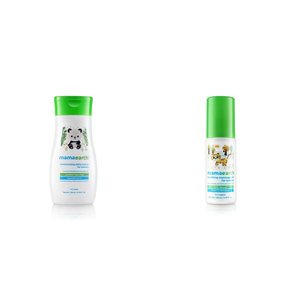 Mamaearth Daily Moisturizing Lotion & Soothing Baby Massage Oil, With Sesame, Almond & Jojoba Oil | Grocsy