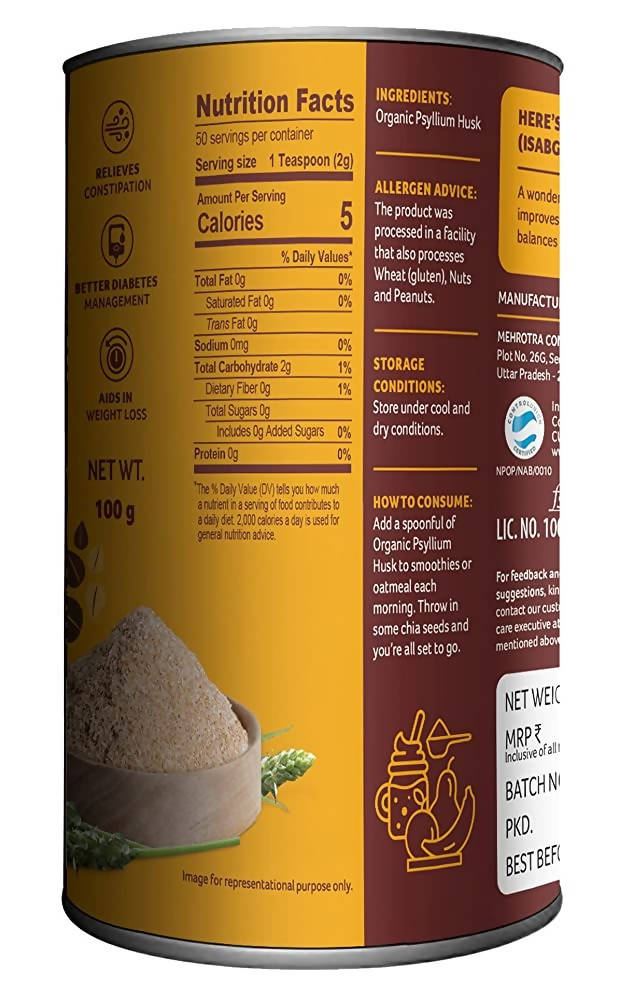 Organic Tattva Psyllium Whole Husk (Isabgol) | Grocsy