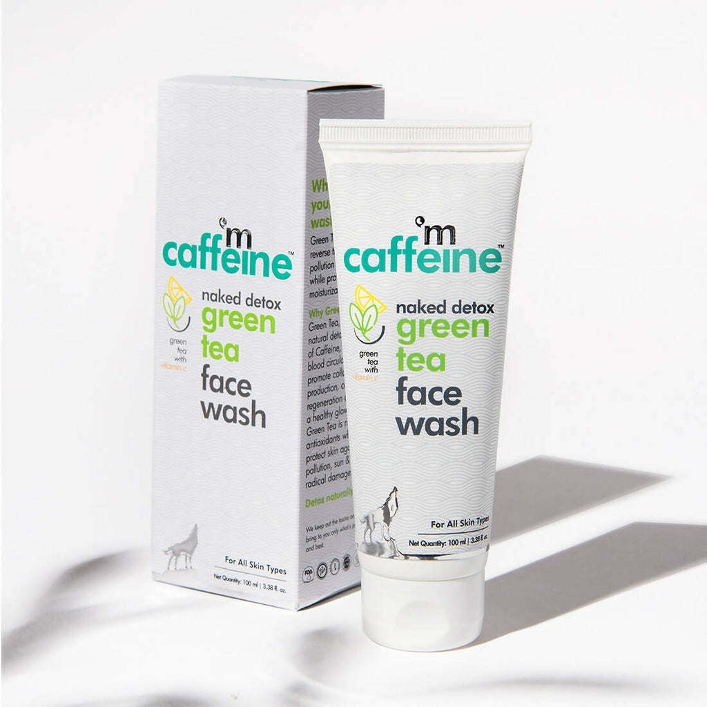 mCaffeine Green Tea Face Wash with Vitamin C & Hyaluronic Acid | Grocsy