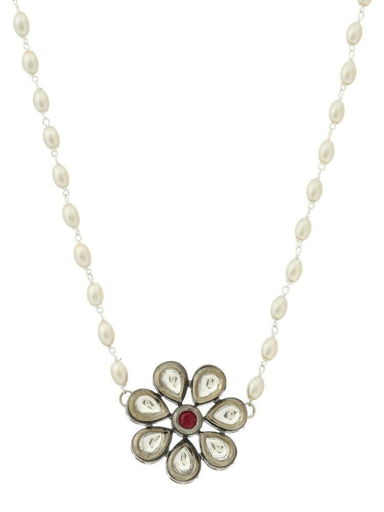 Flower Kundan Necklace - Ruby Raang | Grocsy