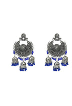 Mominos Fashion Johar Kamal Silver Jhumkas With Maang Tikka Earrings