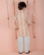 Joban Fashion Kids Island Cotton Full Sleeves Striped Kurta and Pyjama- Orange | Grocsy